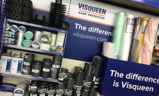 Visqueen products in-store, Jewson Hillington